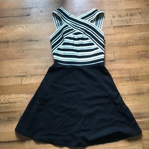 Anthropologie black and white bandage dress